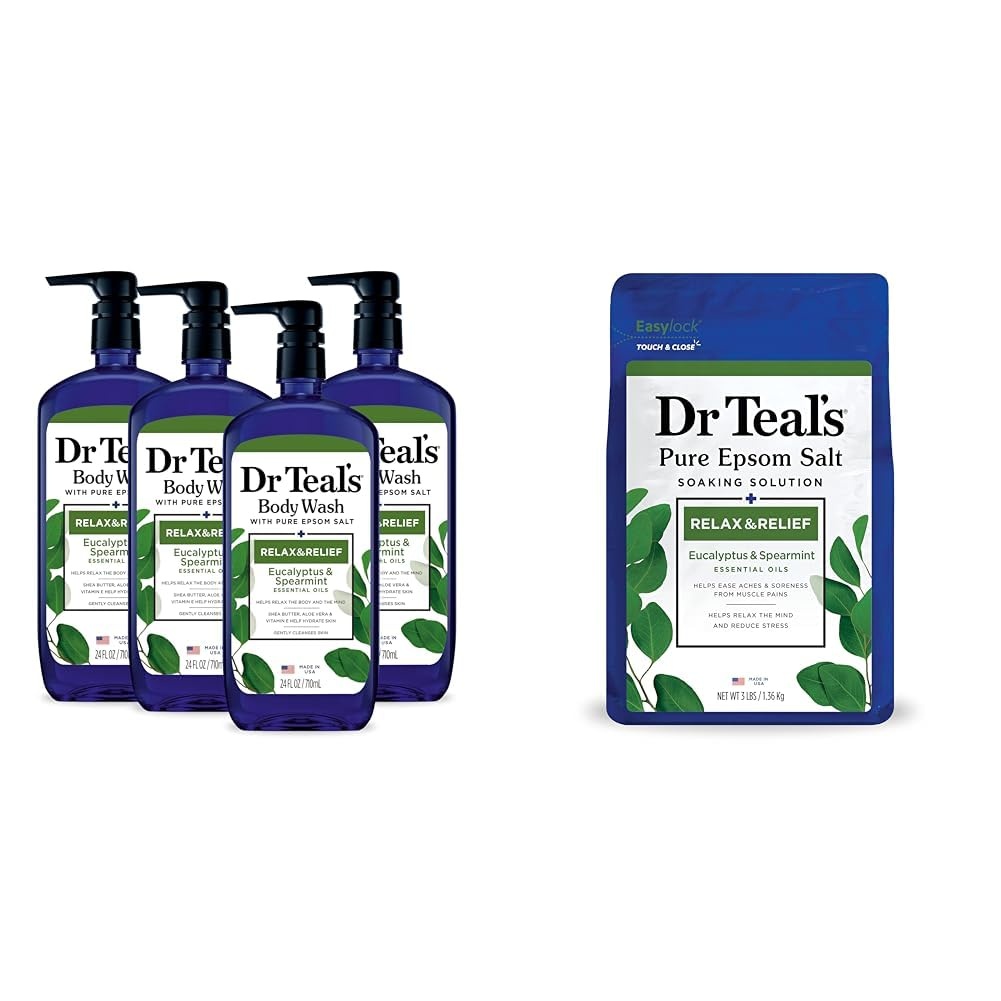 image:imageDr Teals Body Wash with Pure Epsom Salt Relax amp Relief with Eucalyptus amp Spearmint 24 fl oz Pack of 4Eucalyptus Spearmint