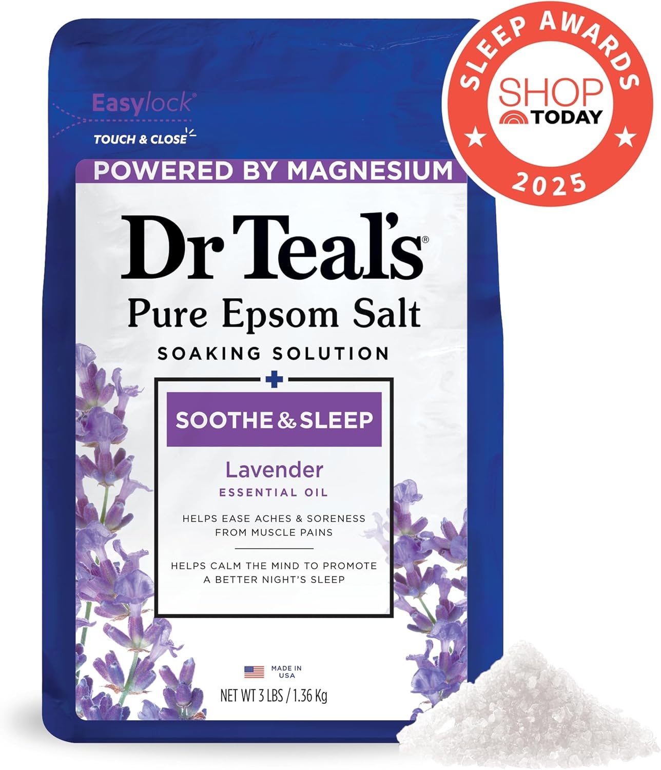 image:imageDr Teals Epsom Salt Magnesium Soak Lavender Eucalyptus amp Wellness Trio 3 lbs Pack of 3Lavender