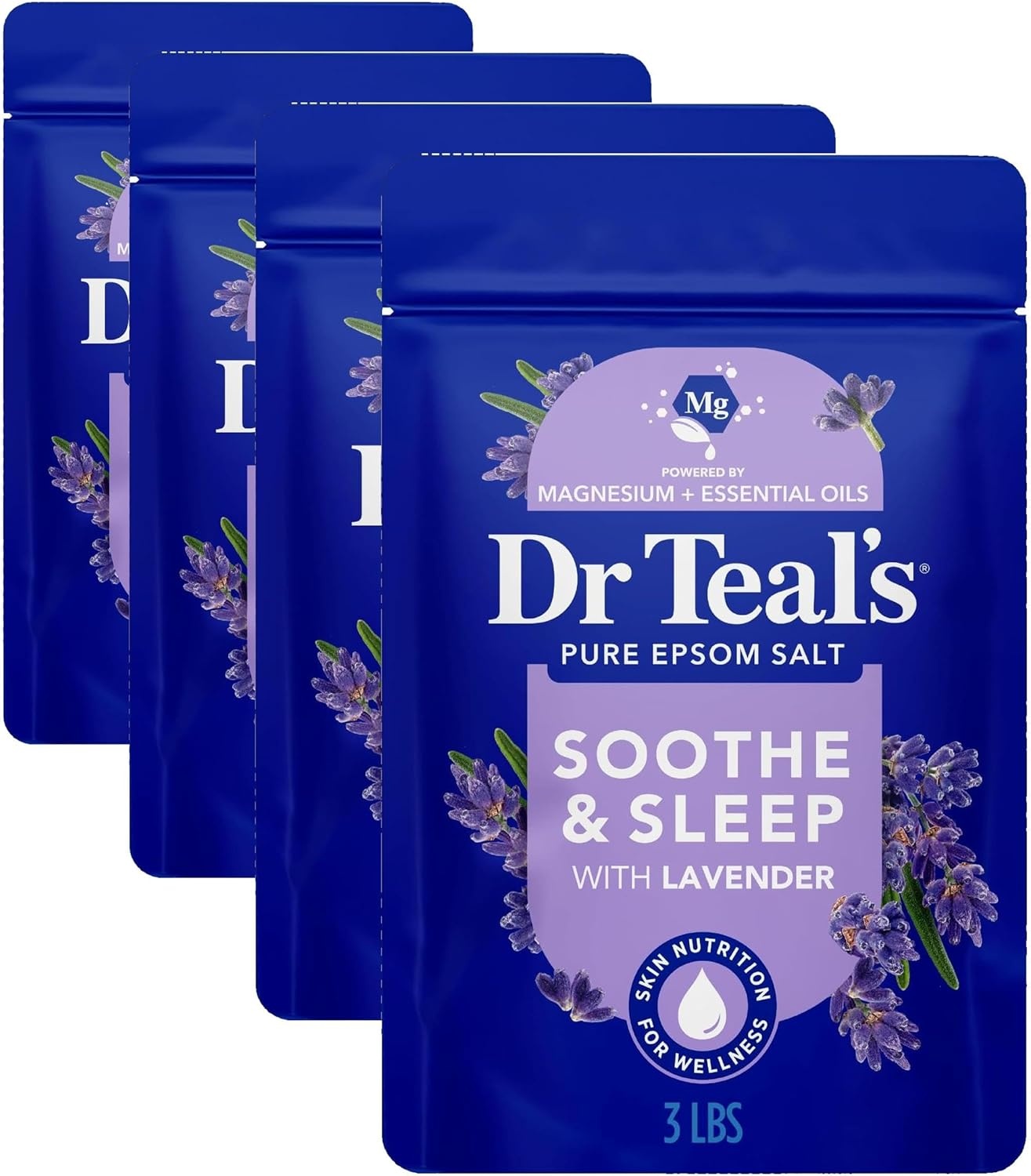image:imageDr Teals Epsom Salt Magnesium Soak Lavender Eucalyptus amp Wellness Trio 3 lbs Pack of 3Lavender