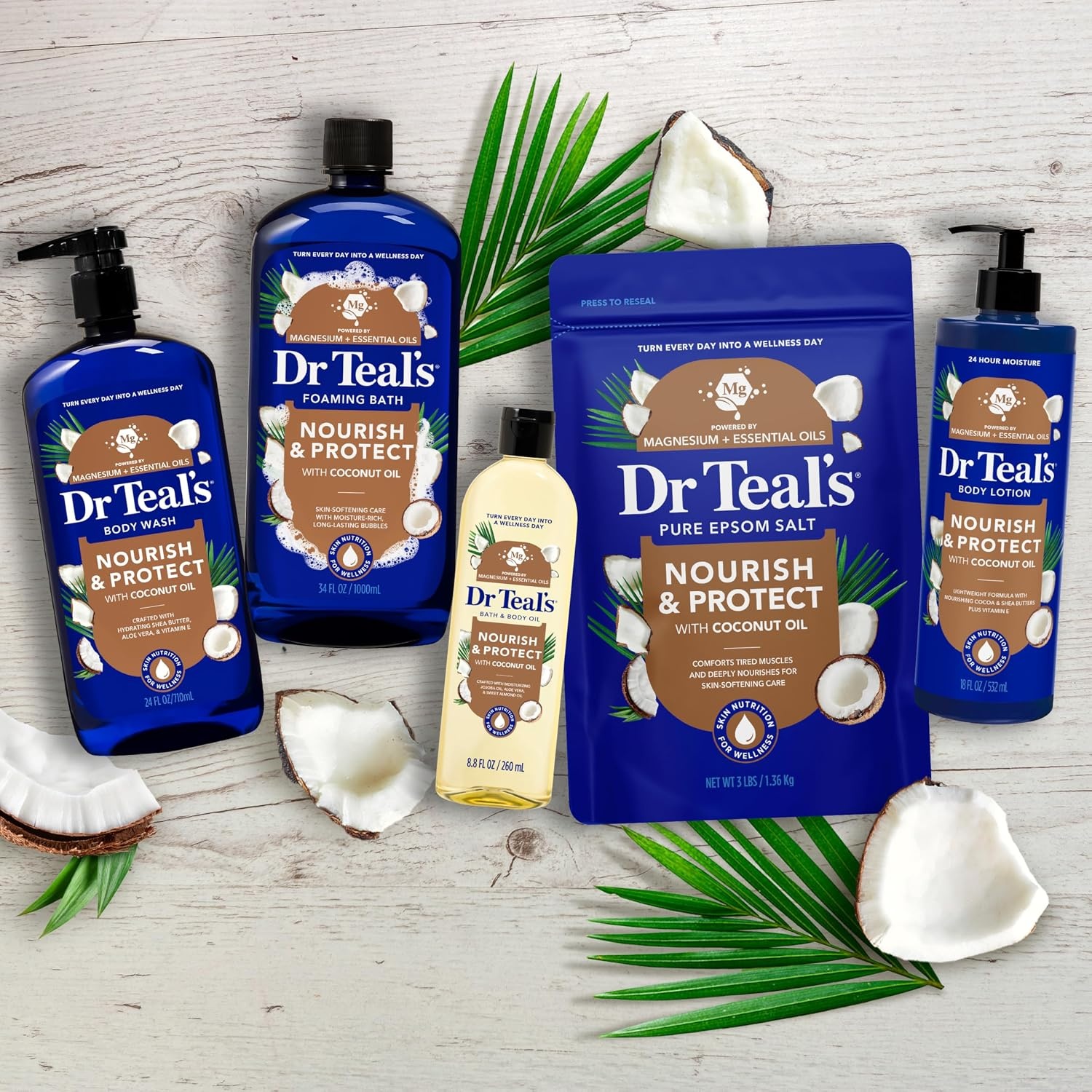 image:imageDr Teals Epsom Salt Magnesium Soak Nourish amp Protect with Coconut Oil 3 lbs Pack of 4