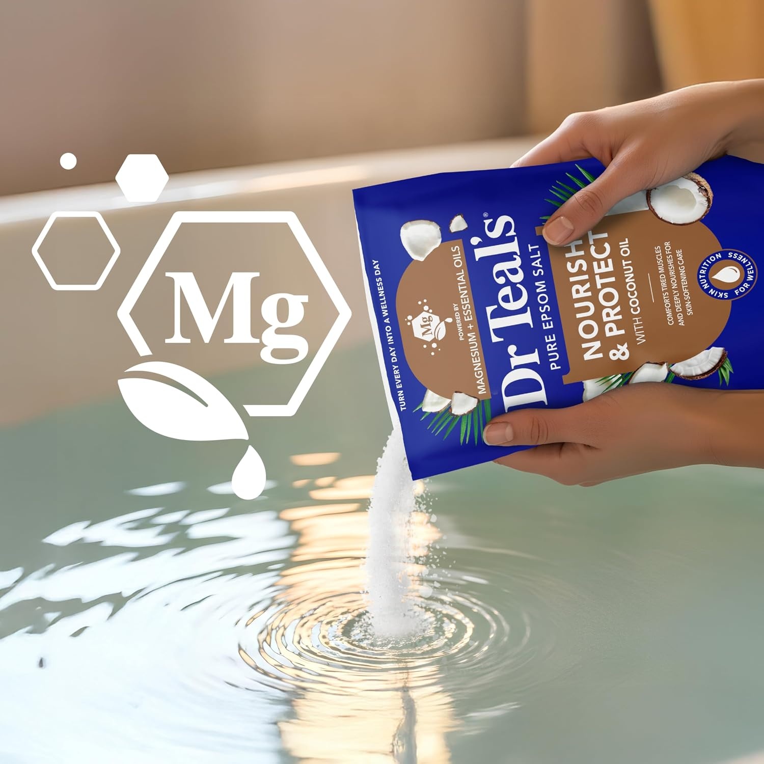 image:imageDr Teals Epsom Salt Magnesium Soak Nourish amp Protect with Coconut Oil 3 lbs Pack of 4
