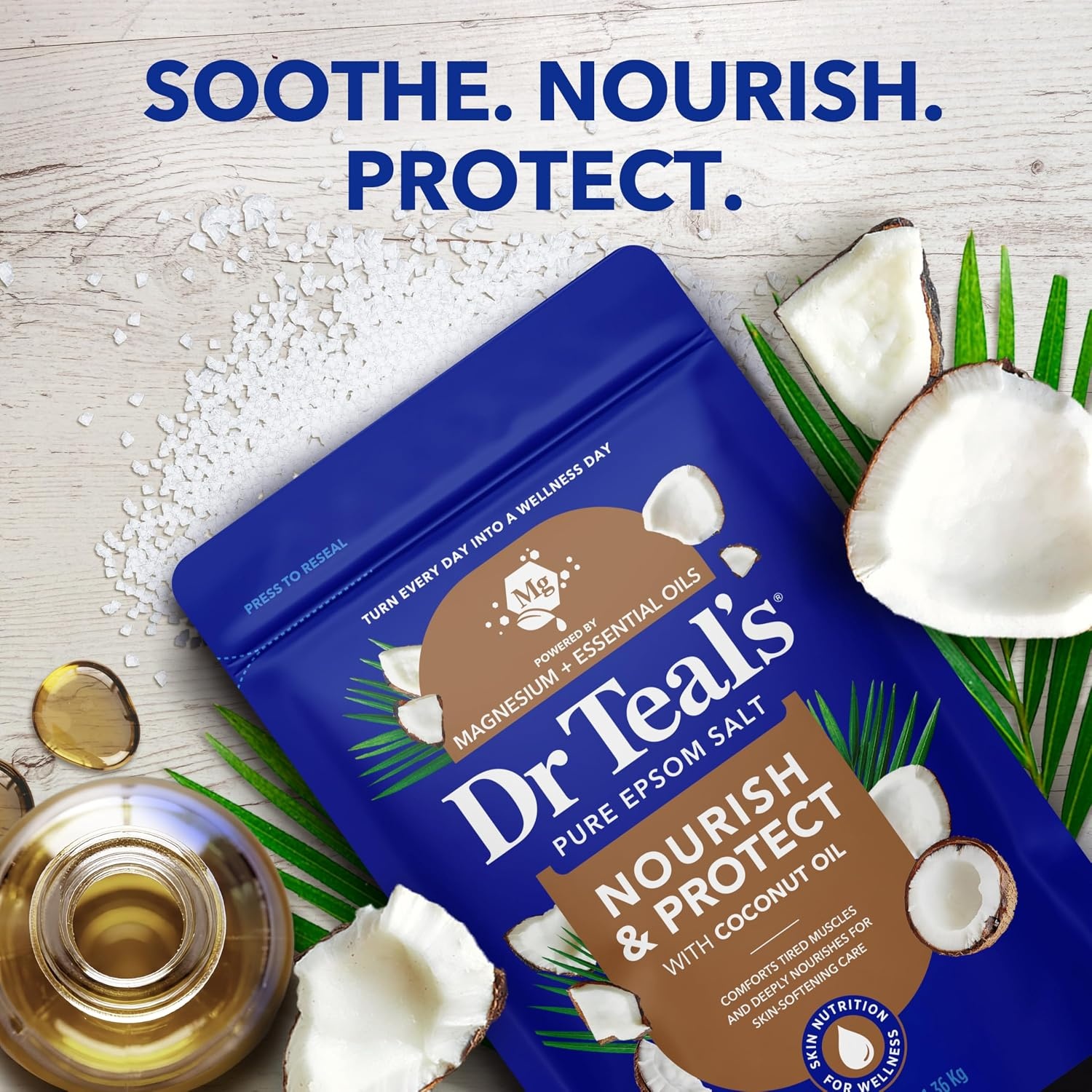 image:imageDr Teals Epsom Salt Magnesium Soak Nourish amp Protect with Coconut Oil 3 lbs Pack of 4