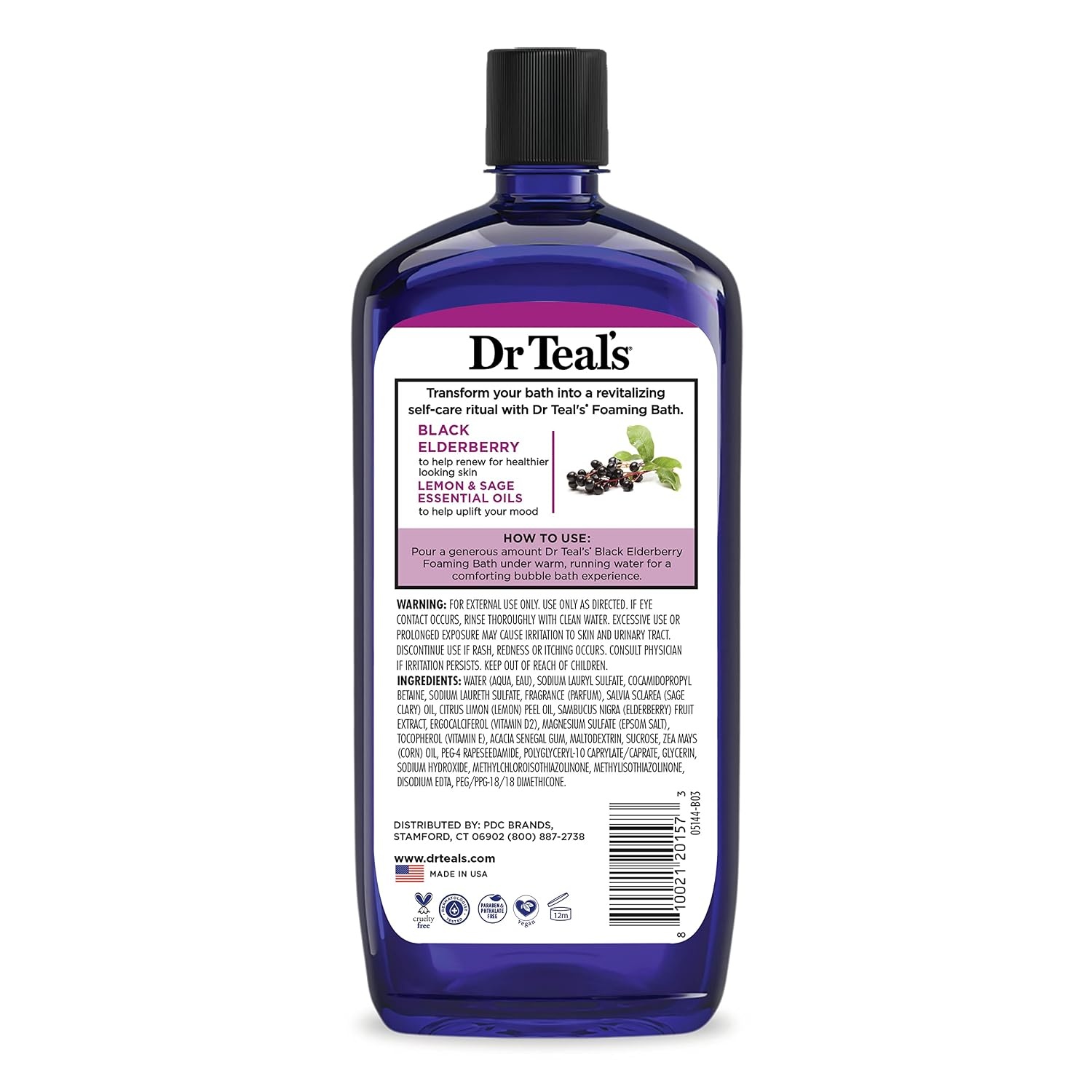 image:imageDr Teals Foaming Bath with Pure Epsom Salt Black Elderberry with Vitamin D 34 fl oz Pack of 434 Fl Oz Pack of 4