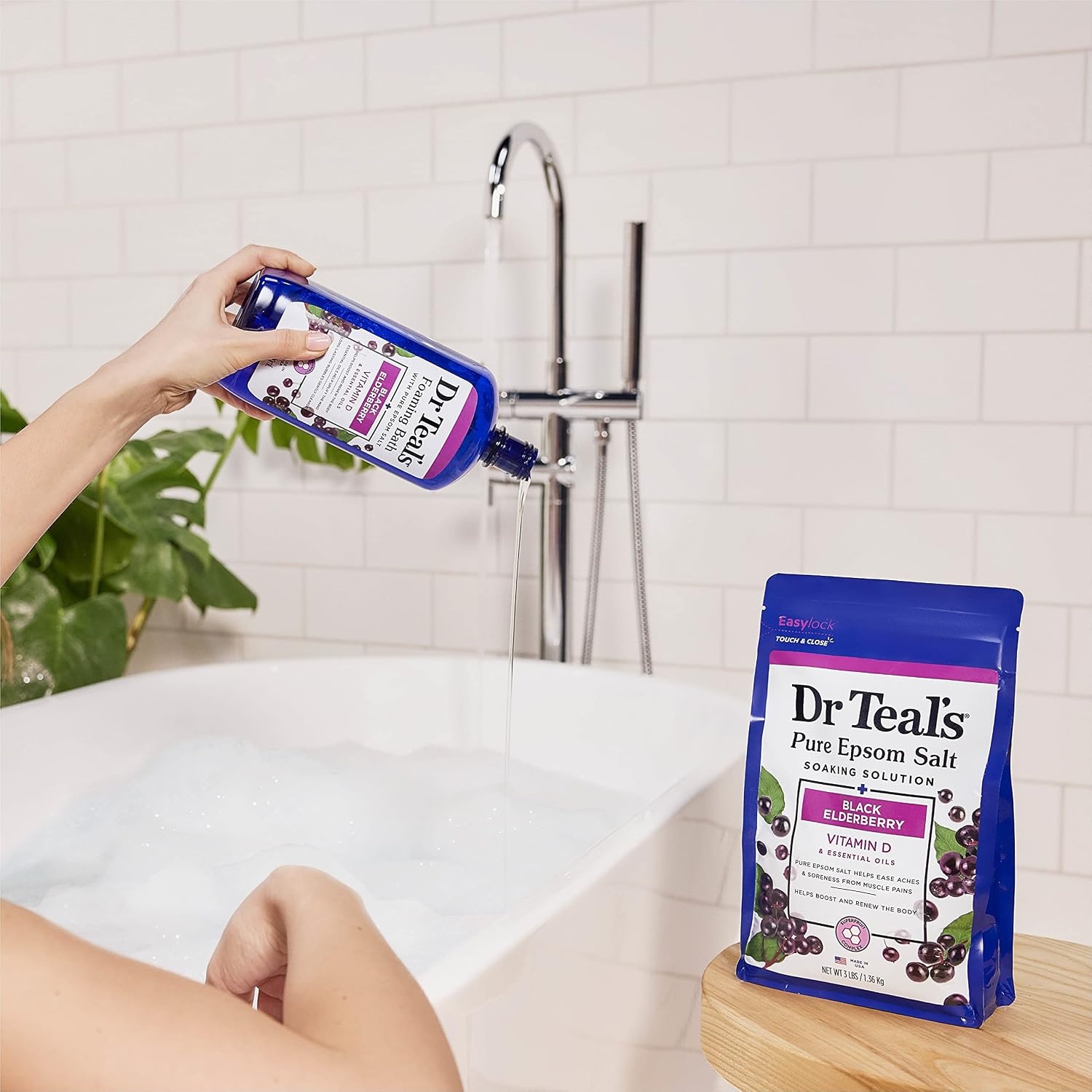 image:imageDr Teals Foaming Bath with Pure Epsom Salt Black Elderberry with Vitamin D 34 fl oz Pack of 434 Fl Oz Pack of 4