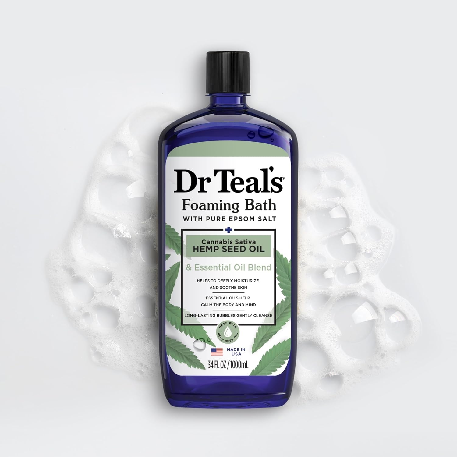 image:imageDr Teals Foaming Bath with Pure Epsom Salt Cannabis Sativa Hemp Seed Oil 34 fl oz Pack of 4Hemp