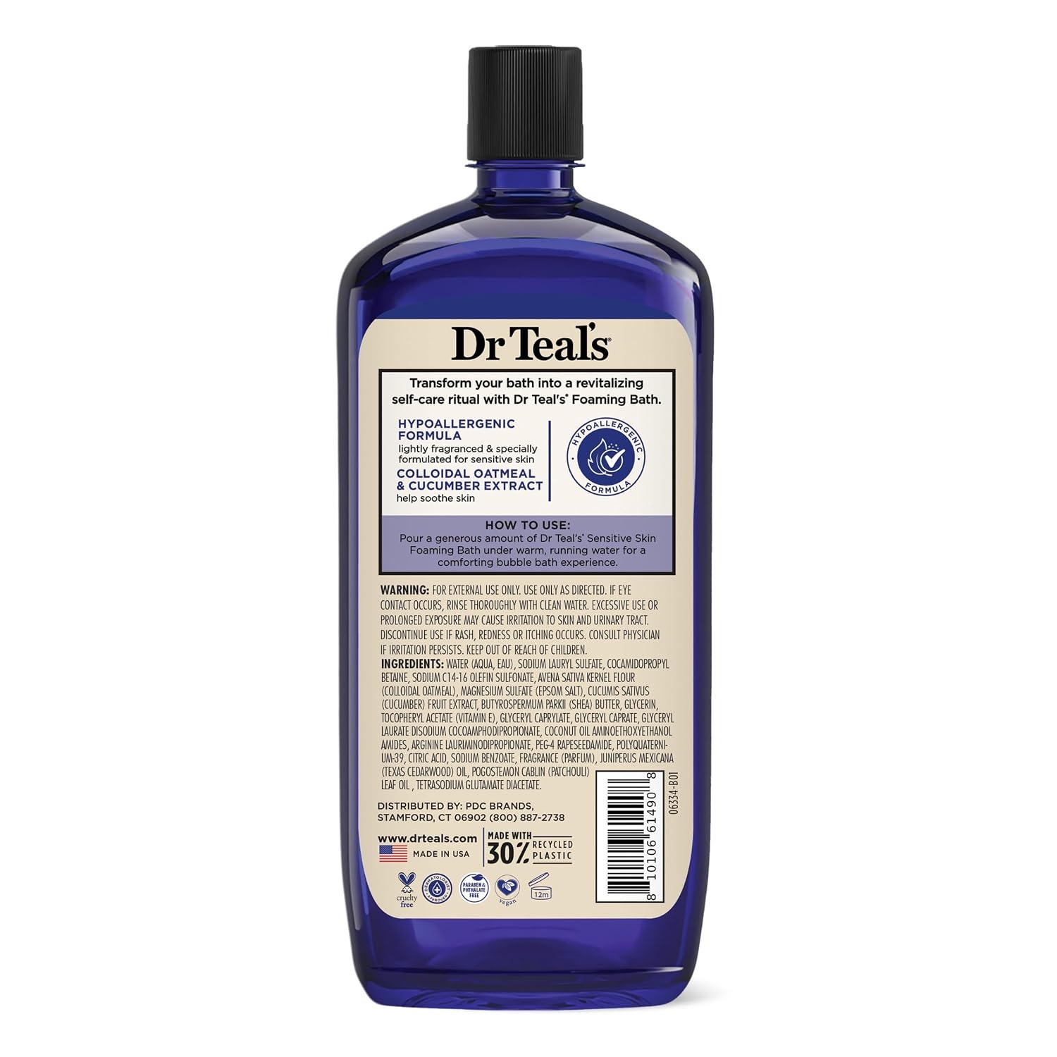 image:imageDr Teals Foaming Bath with Pure Epsom Salt Sensitive Skin with Colloidal Oatmeal amp Cucumber 34 fl oz Pack of 4
