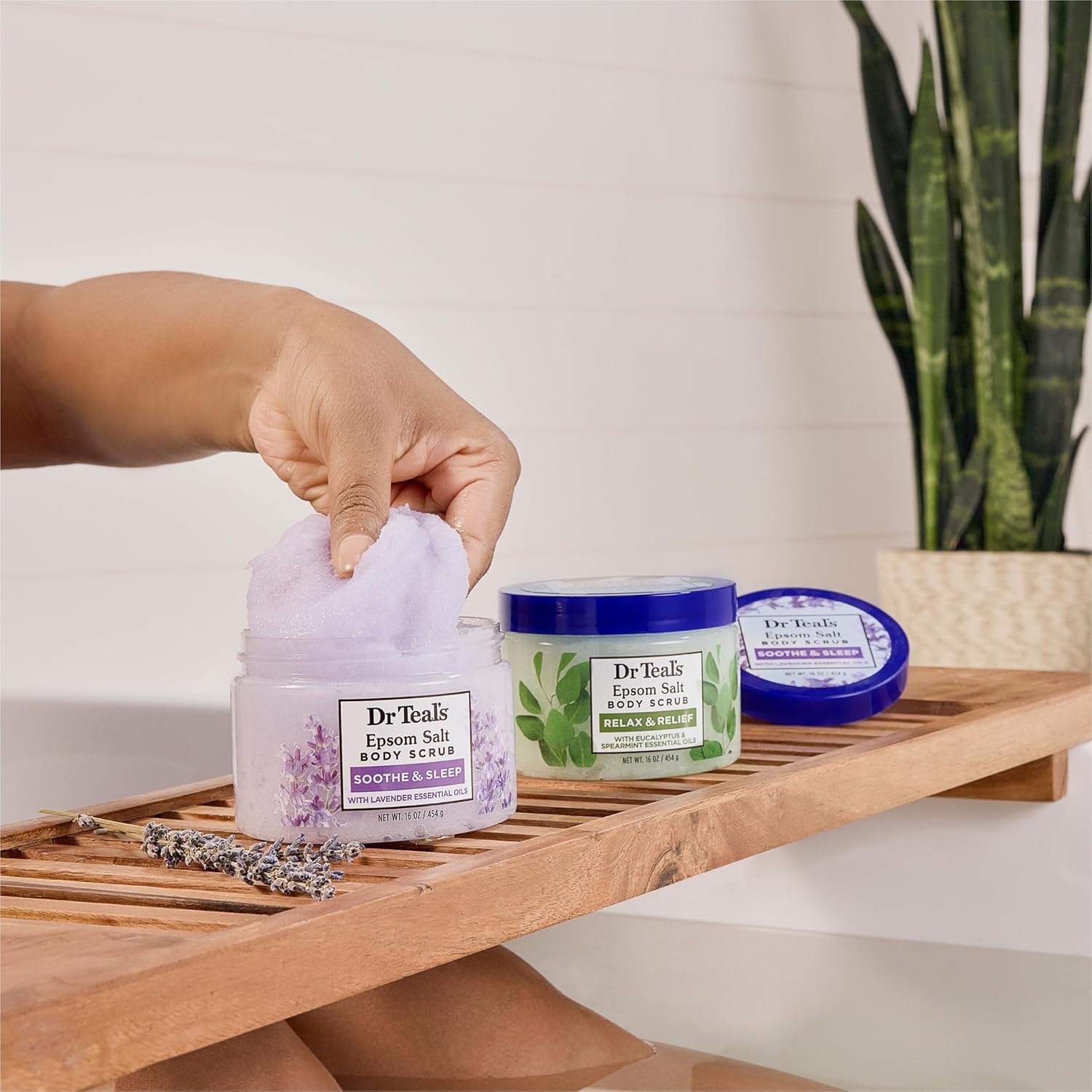 image:imageDr Teals Pink Himalayan Salt Body Scrub Restore amp Replenish with Pure Epsom Salt amp Essential Oils 16 oz Pack of 3Lavender