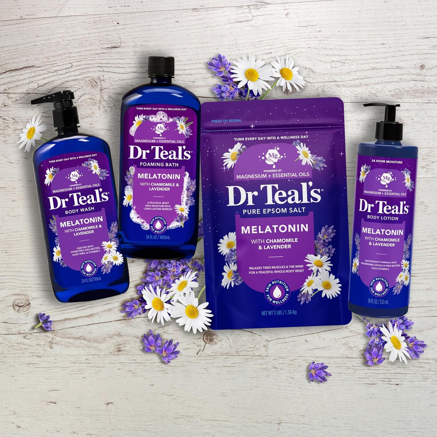 image:imageDr Teals Pure Epsom Salt Melatonin Sleep Soak with Essential Oil Blend 3 lb Pack of 4