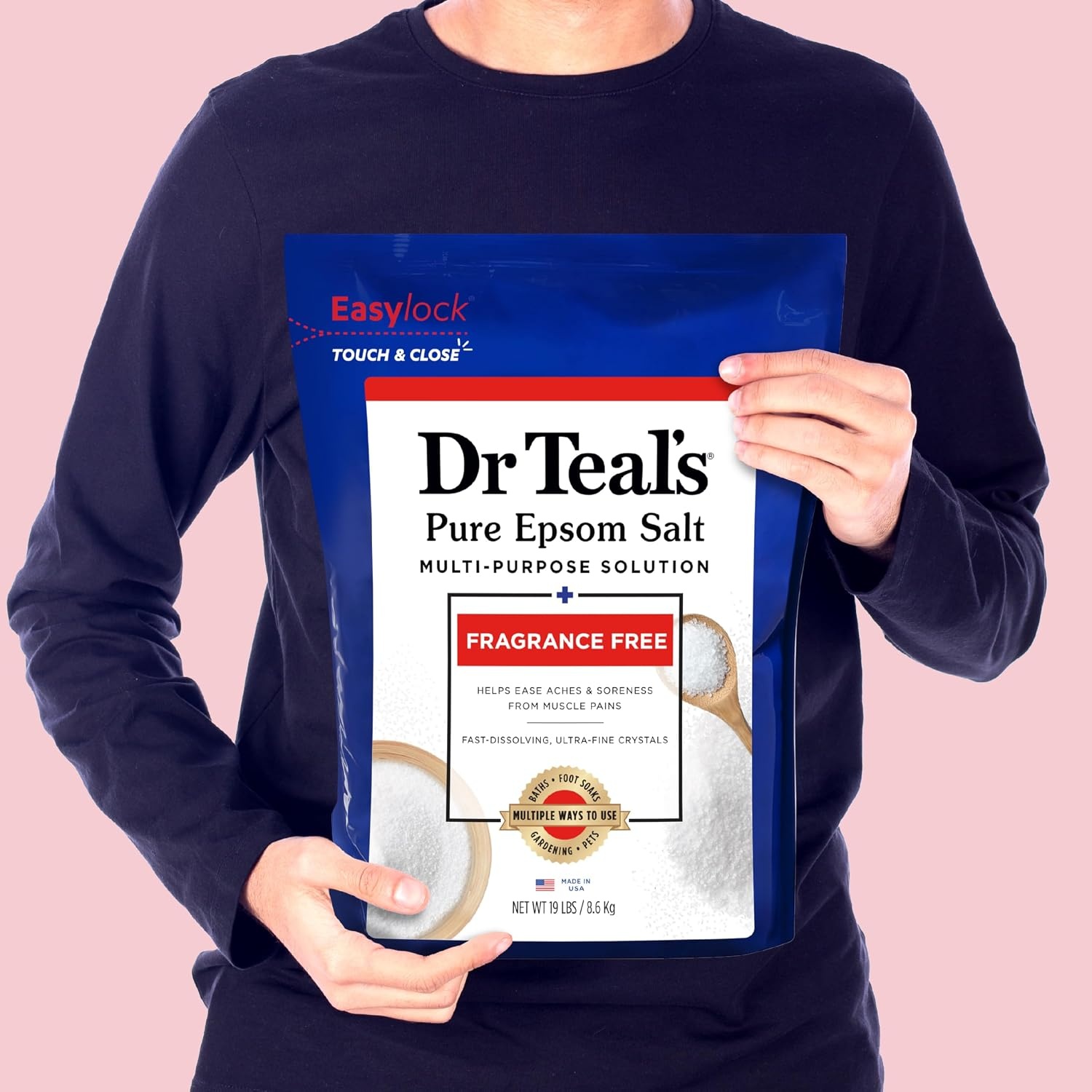 image:imageDr Teals Pure Epsom Salt Multipurpose Solution Fragrance Free Bulk Size 19 lbs19 Pound Pack of 2