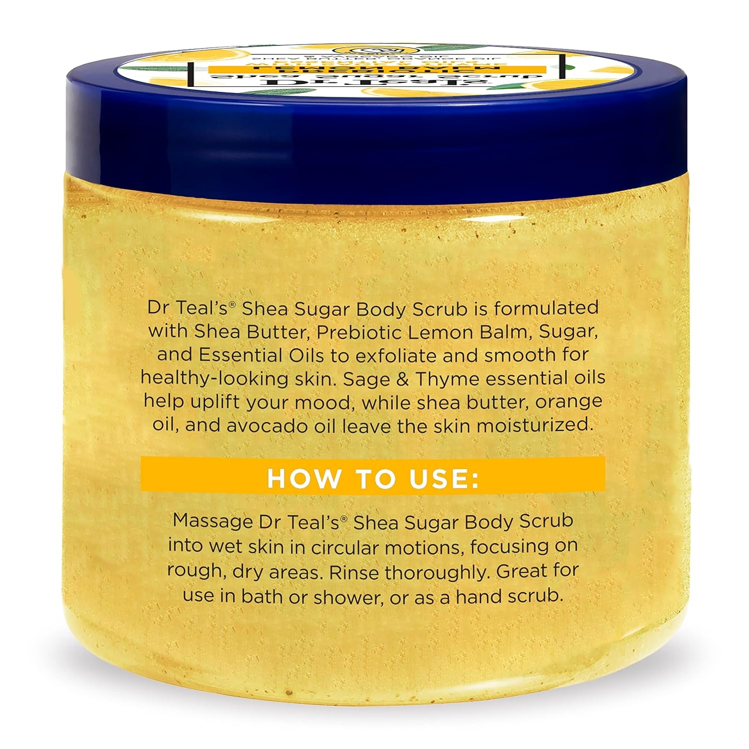 image:imageDr Teals Shea Sugar Scrub Lavender Essential Oils 19 oz Pack of 3Lemon Balm with Prebiotics