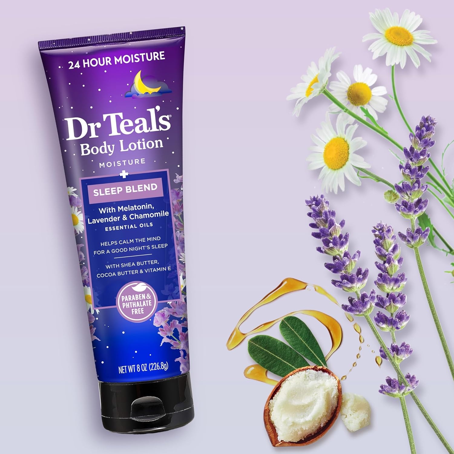 image:imageDr Teals Sleep Body Lotion 24Hour Moisture with Melatonin Lavender amp Chamomile Essential Oils 8 fl oz Pack of 38 Ounce Pack of 6