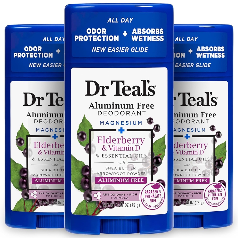 image:imageDr Teals Aluminum Free Deodorant Lavender Vanilla with Essential Oils 265 oz Pack of 3Elderberry