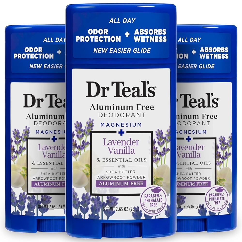 image:imageDr Teals Aluminum Free Deodorant Lavender Vanilla with Essential Oils 265 oz Pack of 3Lavender Vanilla