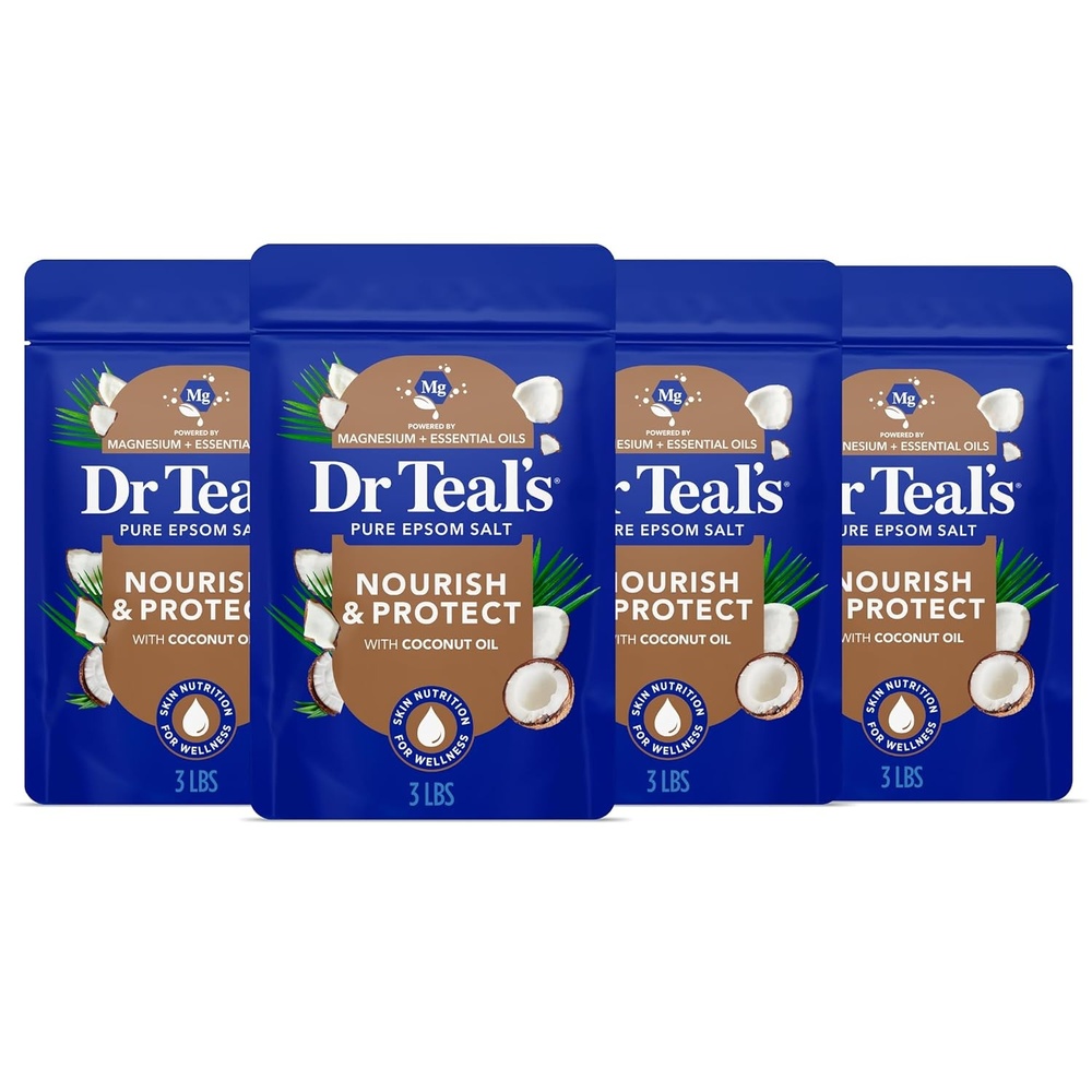 image:imageDr Teals Epsom Salt Magnesium Soak Nourish amp Protect with Coconut Oil 3 lbs Pack of 4