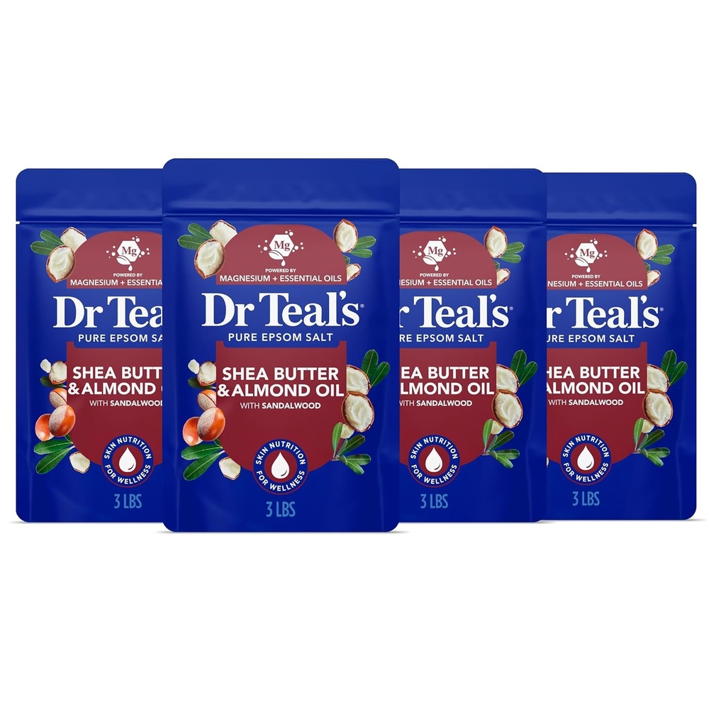 image:imageDr Teals Epsom Salt Magnesium Soak Shea Butter amp Almond 3 lbs Pack of 4