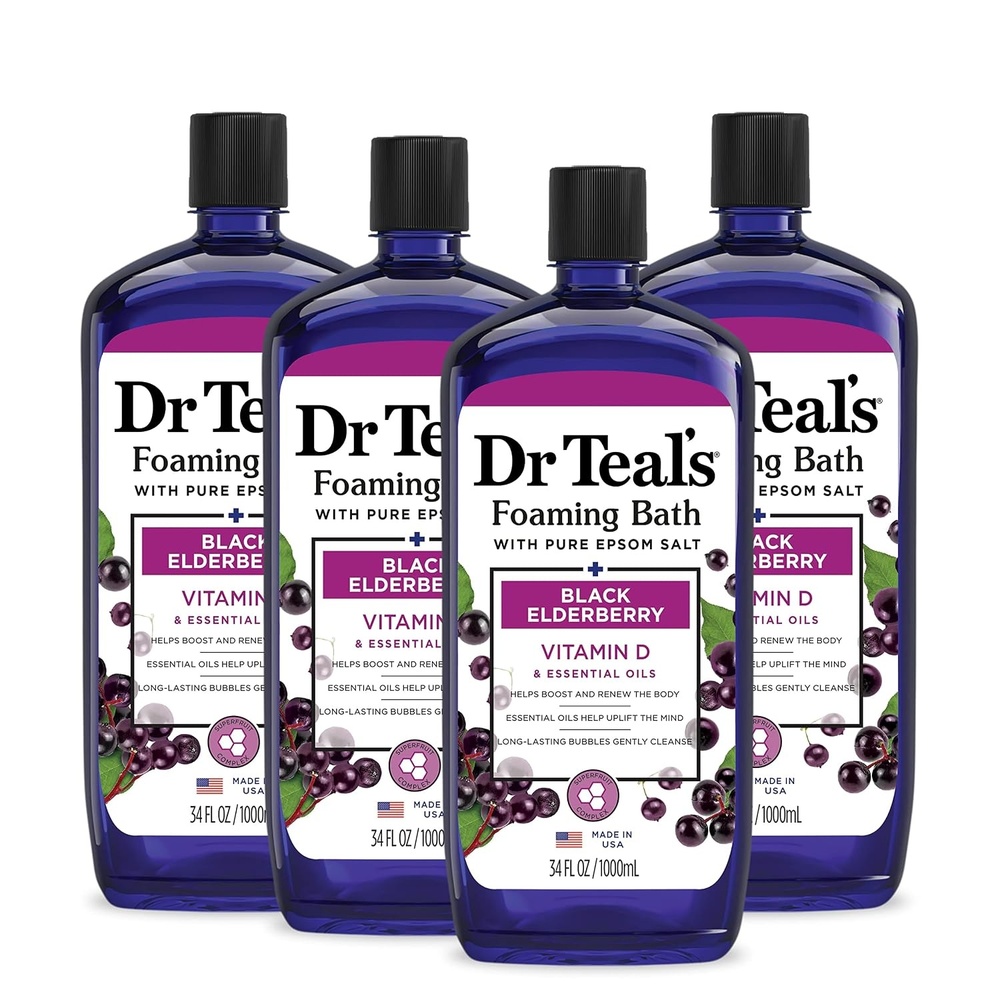 image:imageDr Teals Foaming Bath with Pure Epsom Salt Black Elderberry with Vitamin D 34 fl oz Pack of 434 Fl Oz Pack of 4