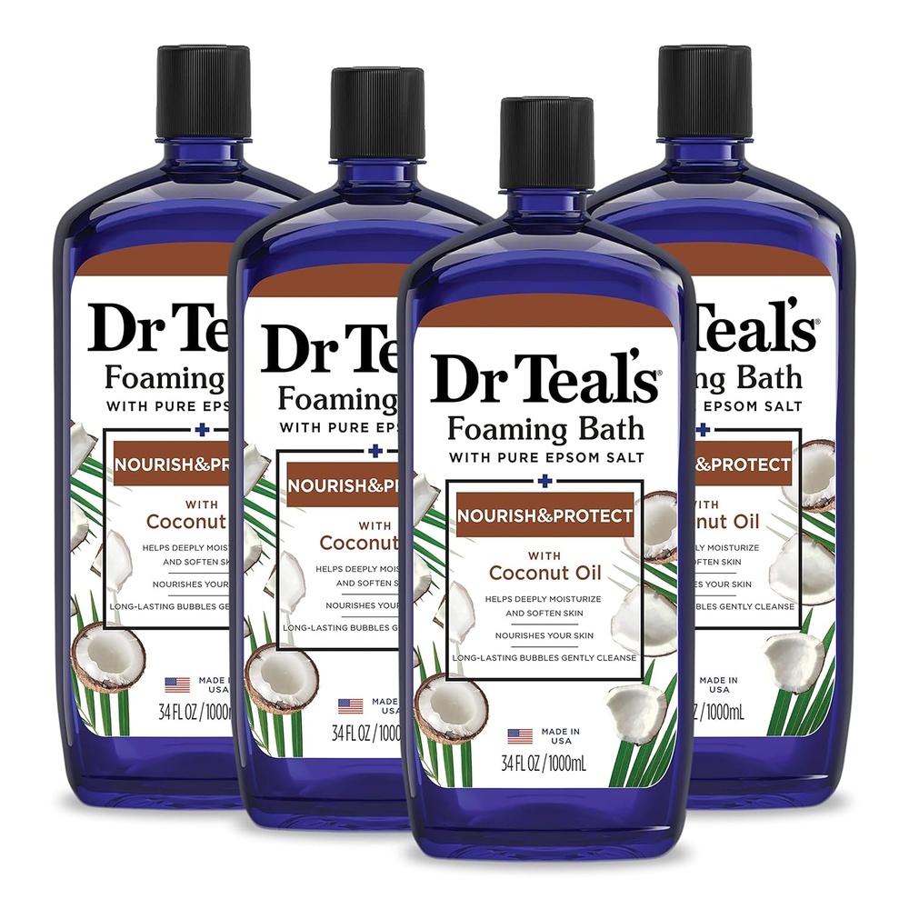image:imageDr Teals Foaming Bath with Pure Epsom Salt Nourish amp Protect with Coconut Oil 34 fl oz Pack of 4