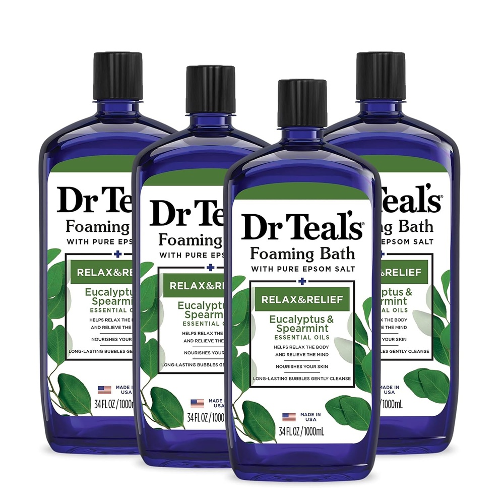 image:imageDr Teals Foaming Bath with Pure Epsom Salt Relax amp Relief with Eucalyptus amp Spearmint 34 fl oz Pack of 4