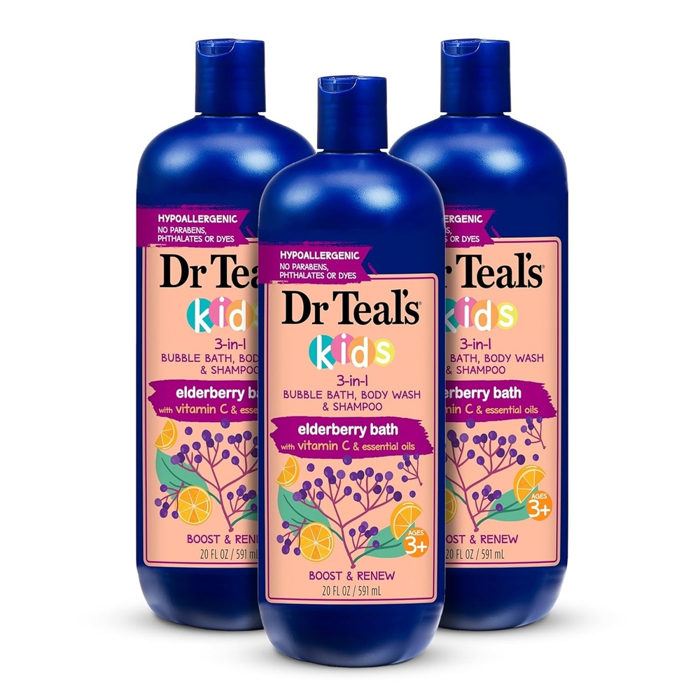 image:imageDr Teals Kids 3in1 Bubble Bath Body Wash amp Shampoo Boost amp Renew Elderberry with Vitamin C 20 fl oz Pack of 3Elderberry