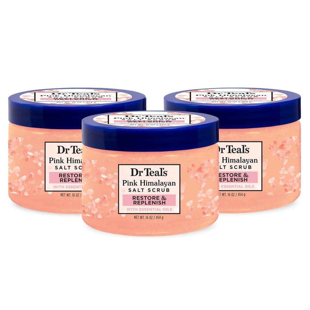 image:imageDr Teals Pink Himalayan Salt Body Scrub Restore amp Replenish with Pure Epsom Salt amp Essential Oils 16 oz Pack of 3Pink Himalayan Salt