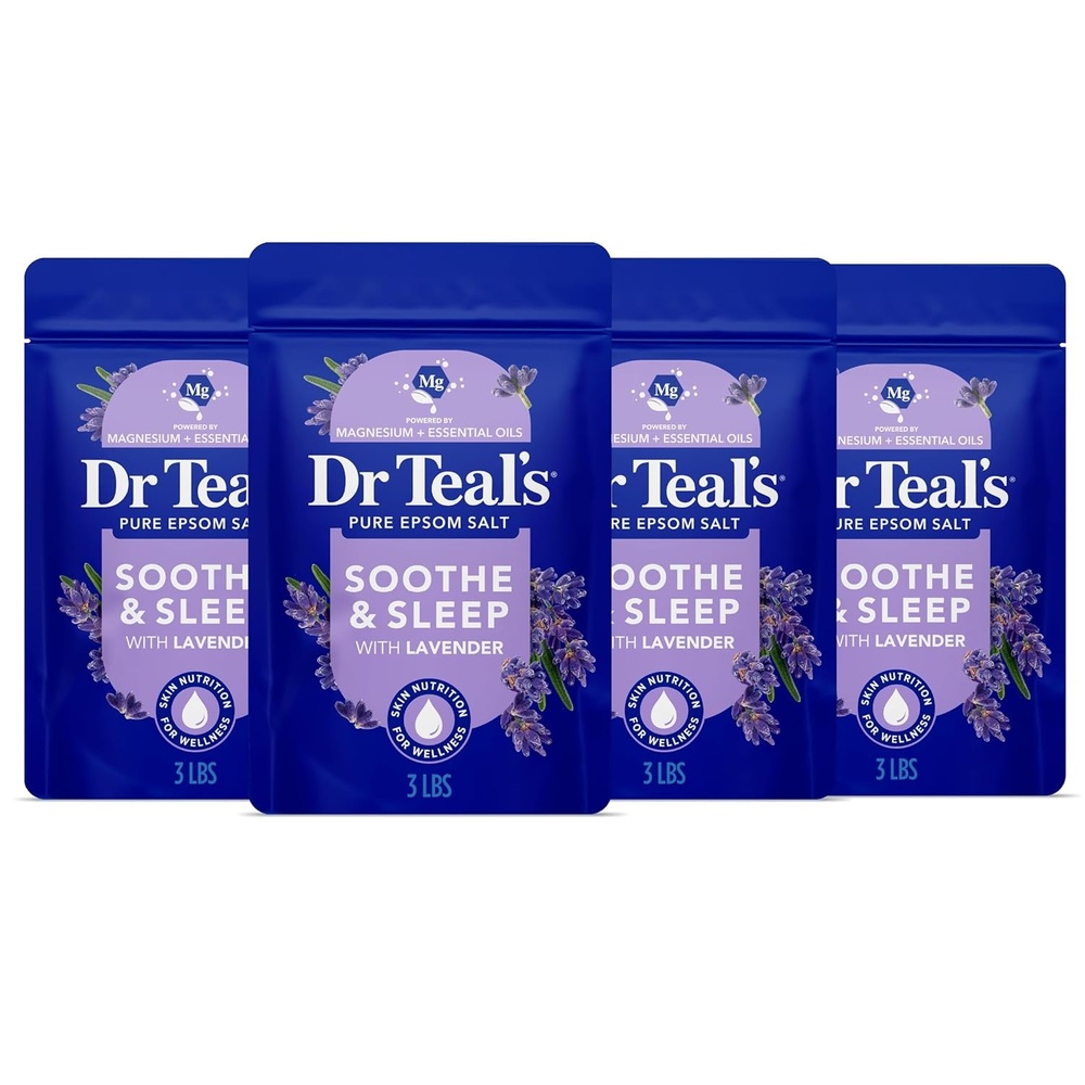 image:imageDr Teals Pure Epsom Magnesium Salt Soak Soothe amp Sleep with Lavender 3 lb Pack of 4Lavender