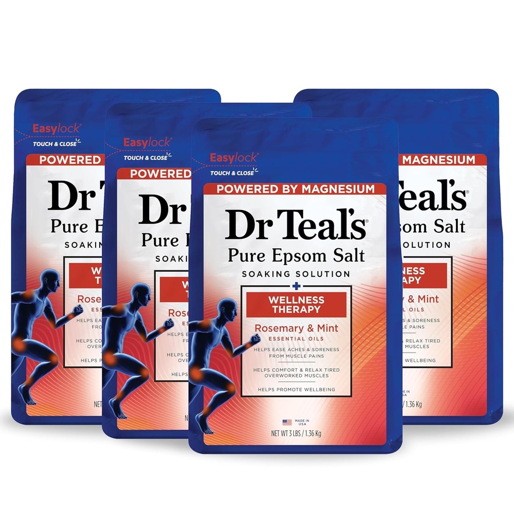 image:imageDr Teals Pure Epsom Salt Soak Wellness Therapy with Rosemary amp Mint 3 lbs Pack of 4Soak
