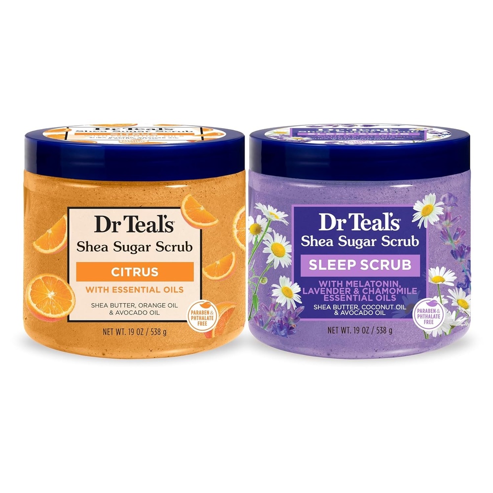 image:imageDr Teals Shea Sugar Scrub Lavender Essential Oils 19 oz Pack of 3Citrus with Vitamin C  Melatonin