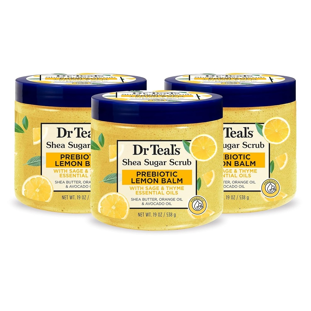 image:imageDr Teals Shea Sugar Scrub Lavender Essential Oils 19 oz Pack of 3Lemon Balm with Prebiotics