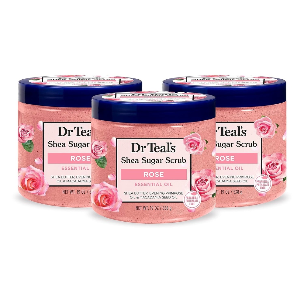 image:imageDr Teals Shea Sugar Scrub Lavender Essential Oils 19 oz Pack of 3Rose with Essential Oil