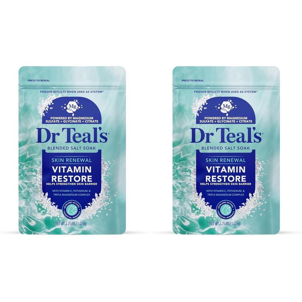 image:imageDr Teals Skin Renewal Vitamin Restore Blended Salt Soak 225 lb36 Ounce Pack of 2