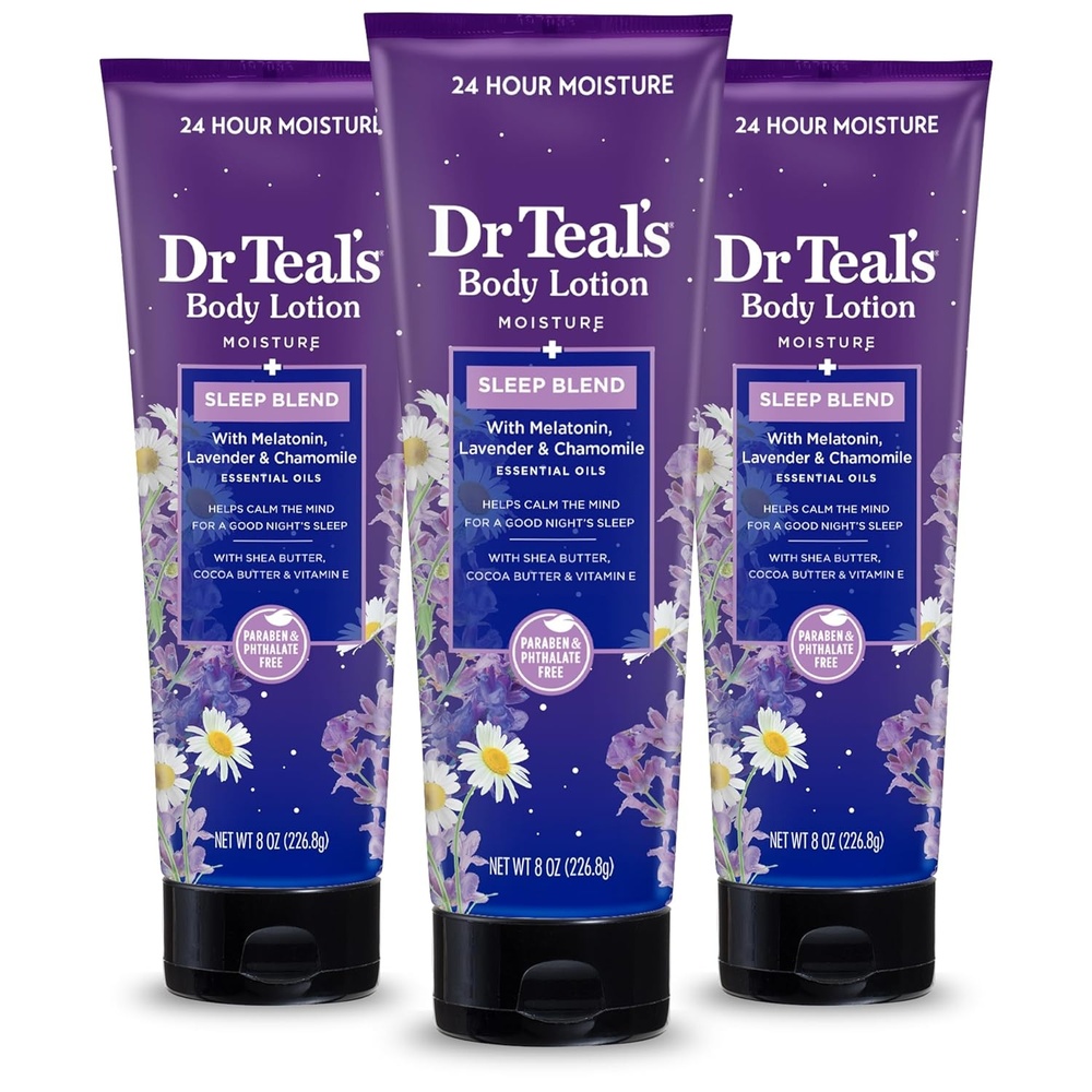 image:imageDr Teals Sleep Body Lotion 24Hour Moisture with Melatonin Lavender amp Chamomile Essential Oils 8 fl oz Pack of 38 Ounce Pack of 3