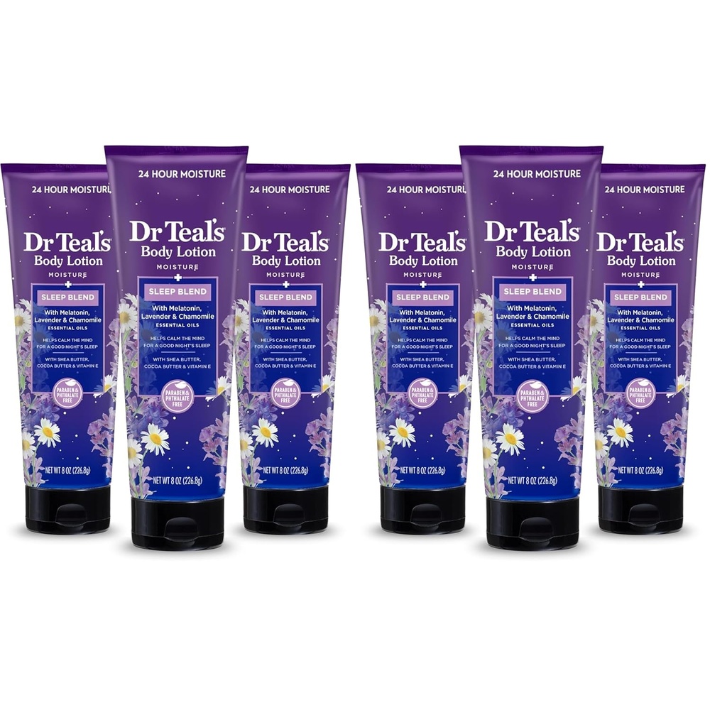 image:imageDr Teals Sleep Body Lotion 24Hour Moisture with Melatonin Lavender amp Chamomile Essential Oils 8 fl oz Pack of 38 Ounce Pack of 6