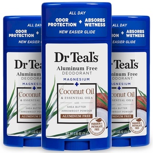 Dr Teal’s Aluminum Free Deodorant, Lavender Vanilla with Essential Oils, 2.65 oz (Pack of 3)(Coconut Oil)