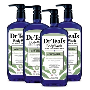 Dr Teal’s Body Wash with Pure Epsom Salt, Cannabis Sativa Hemp Seed Oil, 24 fl oz (Pack of 4)