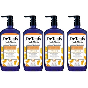 Dr Teal’s Body Wash with Pure Epsom Salt, Daytime/Nighttime with Vitamin C & Sleep Blend, 24 fl oz (Pack of 2)(24 Fl Oz (Pack of 4))