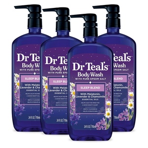 Dr Teal’s Body Wash with Pure Epsom Salt, Sleep Blend with Melatonin, 24 fl oz (Pack of 4)(24 Ounce (Pack of 4))