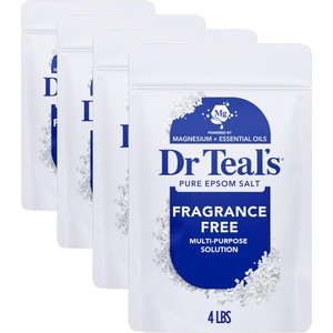 Dr Teal’s Epsom Salt Magnesium Soak, Fragrance Free, 4 lbs(64 Ounce (Pack of 4))