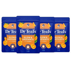 Dr Teal’s Epsom Salt Magnesium Soak, Glow & Radiance with Vitamin C & Citrus Essential Oils, 3 lbs (Pack of 4)(Vitamin C)