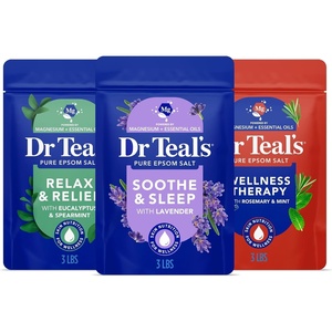 Dr Teal’s Epsom Salt Magnesium Soak, Lavender, Eucalyptus & Wellness Trio, 3 lbs (Pack of 3)(Lavender  Eucalyptus  and Rosemary)