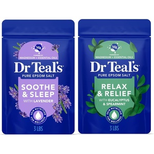 Dr Teal’s Epsom Salt Magnesium Soak, Lavender, Eucalyptus & Wellness Trio, 3 lbs (Pack of 3)(Lavender & Eucalyptus)