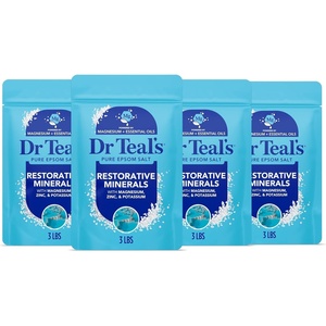 Dr Teal’s Epsom Salt Restorative Minerals Soak with Magnesium, Potassium, Zinc & Eucalyptus Essential Oils, 3 lbs (Pack of 4)(48 Ounce (Pack of 4))