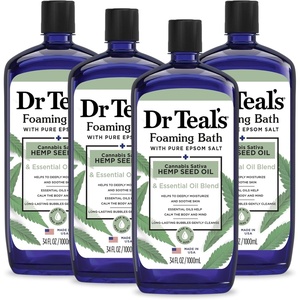 Dr Teal’s Foaming Bath with Pure Epsom Salt, Cannabis Sativa Hemp Seed Oil, 34 fl oz (Pack of 4)(Hemp)