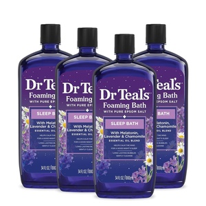 Dr Teal’s Foaming Bath with Pure Epsom Salt, Melatonin Sleep Soak with Essential Oil Blend, 34 fl oz (Pack of 4)