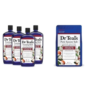 Dr Teal’s Foaming Bath with Pure Epsom Salt, Shea Butter & Almond, 34 fl oz (Pack of 4)(Bathwater Additive+Shea Butter&Almond)