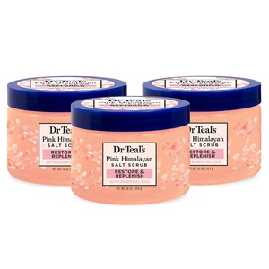 Dr Teal’s Pink Himalayan Salt Body Scrub, Restore & Replenish with Pure Epsom Salt & Essential Oils, 16 oz (Pack of 3)(Pink Himalayan Salt)