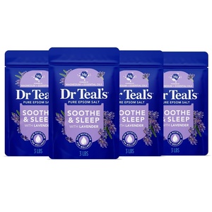 Dr Teal’s Pure Epsom Magnesium Salt Soak, Soothe & Sleep with Lavender, 3 lb (Pack of 4)(Lavender)