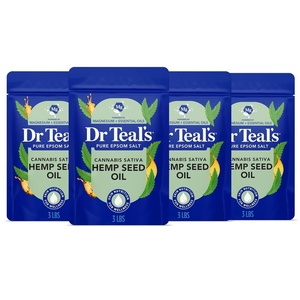 Dr Teal’s Pure Epsom Salt, Cannabis Sativa Hemp Seed Oil, 3 lb (Pack of 4)