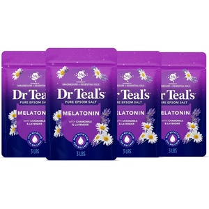 Dr Teal’s Pure Epsom Salt, Melatonin Sleep Soak with Essential Oil Blend, 3 lb (Pack of 4)