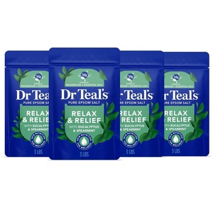 Dr Teal’s Pure Epsom Salt, Relax & Relief with Eucalyptus and Spearmint, 3 lb (Pack of 4)