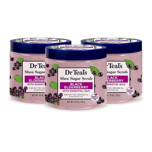 Dr Teal’s Shea Sugar Scrub, Lavender Essential Oils, 19 oz (Pack of 3)(Black Elderberry with Essential Oils)